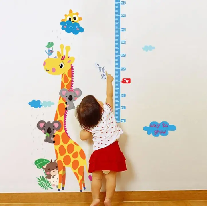 Ukrep otroka heightwall nalepke otroška risanka Slon, žirafa dolphin nalepke na steno za otroška soba Dekoracijo