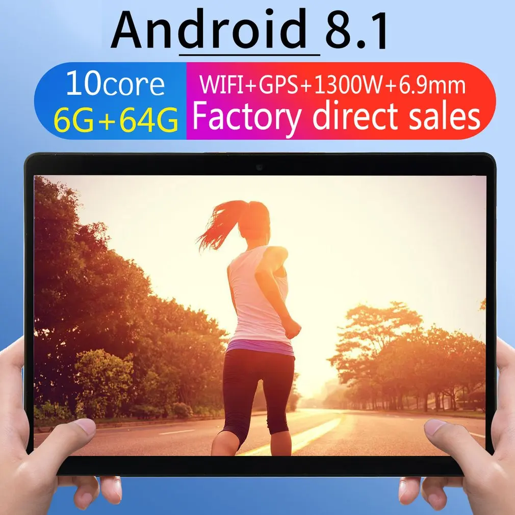 V10 EU Plug Klasičnih Tablet 10.1 Palčni HD Velik Zaslon Android 8.10 Različica Moda Prenosni Tablični 6 G+64 G Črna Tablični računalnik
