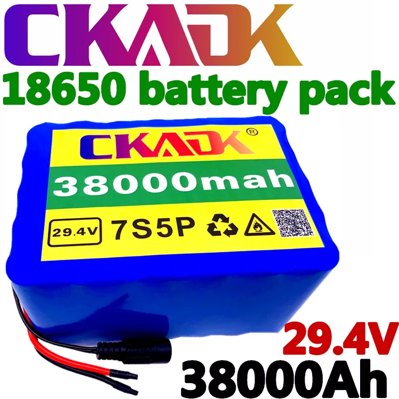 Visoka kakovost 7S5P 24v 38Ah baterije 250w 29.4 V 38000mAh litij-ionska baterija za invalidski voziček električna kolesa + 2A polnilec