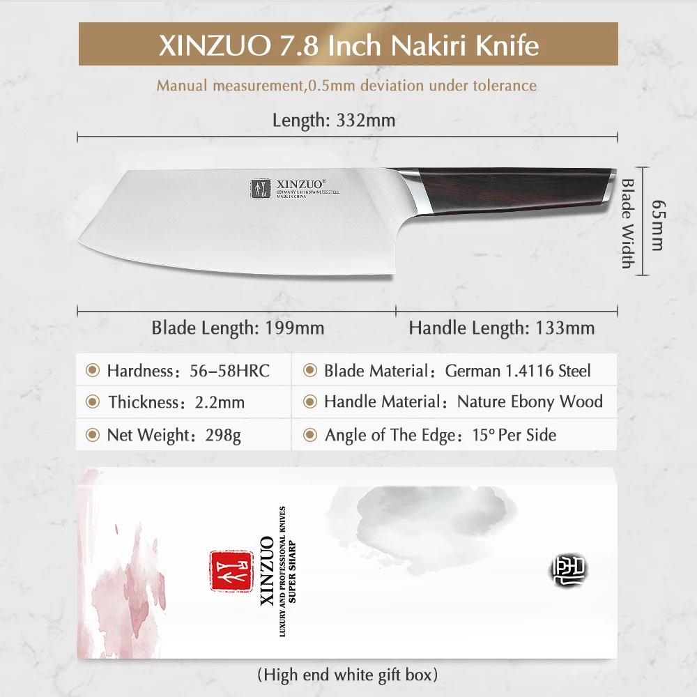 XINZUO 7.8 palčni Rezanjem Nož Kuhinjski Kuhar Nožev iz Nerjavečega Jekla, Kovane Mesa Cleaver Nakirir Kabelski Nož z Ebony Ročaj