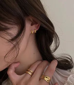 Majhen Preprost Kvadratnih Uhani Za Ženske Modni Ear Piercing Nakit Mini Zlato Earings Korejski Geometrijske Uhan Dekleta Darilo