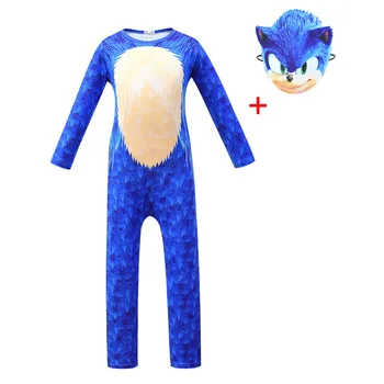 Modra/črna Sonic Hedgehog Kostum Otrok Igra Lik Cosplay Halloween Kostumi Za Otroke Maska/Headdress