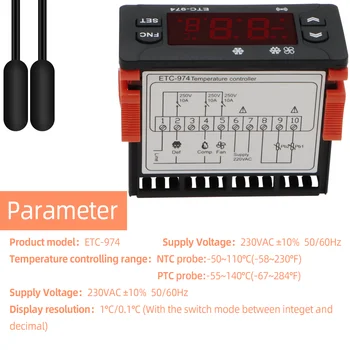 5pcs ITD-974 Digitalni Temperaturni Regulator Mikroračunalniška Termostati Termostat za Hlajenje, Alarm 220V NTC senzor 40%popusta