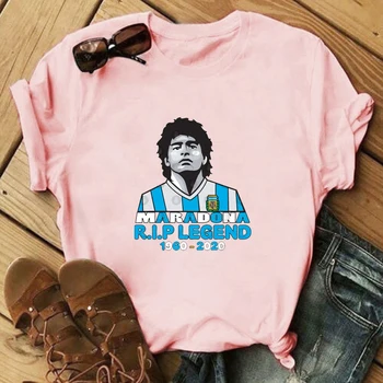 Estetski T-majice Diego Armando Maradona Harajuku T-majice Ženske T-shirt Kratek Rokav Vrhovi Poletne Majice Ženske Letnik Ullzang