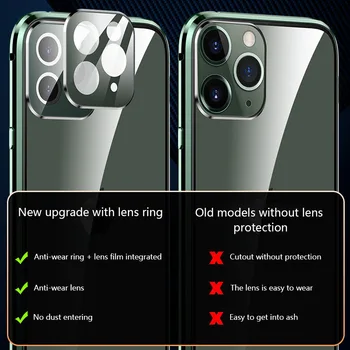 Magnetne Kovine Adsorpcije Steklo Ohišje Za iPhone 12Mini 11 12 Pro XS Max XR SE2020 X 7 8 Plus Kamere Zaščitni Pokrovček Telefona Primeru