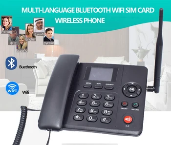 Angleški ruskega jezika Brezžičnimi Telefoni z Wifi GSM Kartice SIM 2G 3G 4G Brezžično Fiksno Telefonsko Namizni Telefon za Office Home