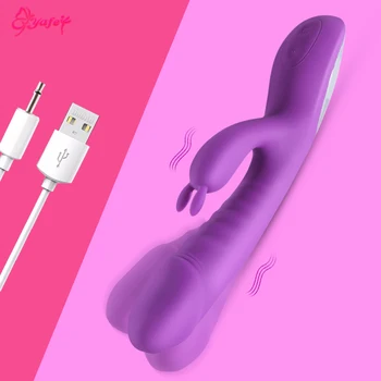 10 Vibracije G Spot Rabbit Vibrator USB Charge Velik Dildo Ogrevanje Vibrator za Klitoris Massager Ženski Masturbator Sex Igrače za Ženske