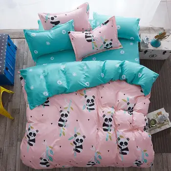 Risanka Panda Mačka 4pcs Dekle, Fant, Fant Postelja Kritje Nastavite Rjuhe Kritje Odraslih Otrok rjuhe In Pillowcases Tolažnik Posteljnina Nabor 61010