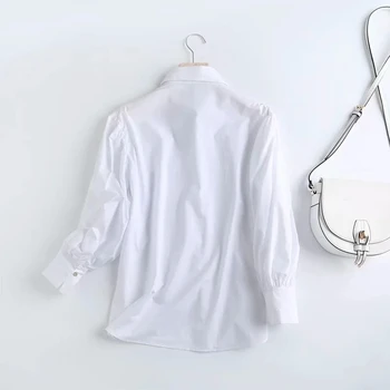 Suho anglija slog elegantno letnik naguban luč rokav preprost bombaž svoboden bluzo ženske blusas mujer de moda 2020 majica