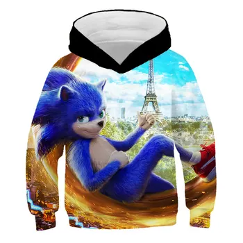 4-14 let nadzvočno otrok Sonic jeseni hoodie dolgo sleeved dekle, fant majica tee mladinska oblačila otroci športna oblačila