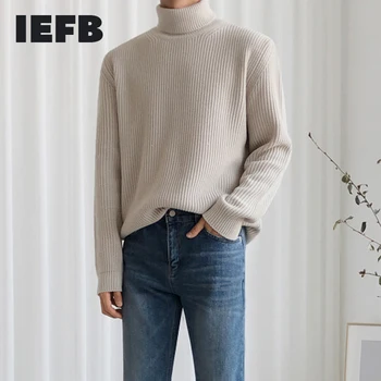 IEFB / oblačila za moške Turtleneck pulover za moški plima jeseni, pozimi svoboden barva Japonski tople pletene vrh letnik dolg rokav