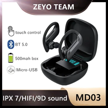 MD03 TWS BT5.0 Slušalke ear kljuko,Touch Kontrole Brezžične Slušalke 9D Stereo Šport Nepremočljiva Čepkov Slušalke Z Mikrofonom