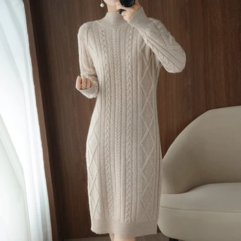 Adohon 2020 ženska pozimi puloverje jeseni pleteni Puloverji obleke Visoke Kakovosti Toplo Ženski zadebelitev Turtleneck