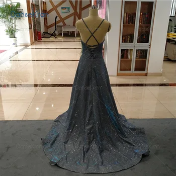 Sparkly Prom Obleke 2021 prepredeni Čipke Nazaj Večerno Obleko Za Stranko Dolžina Tal A-line Formalno Halje Za Ženske