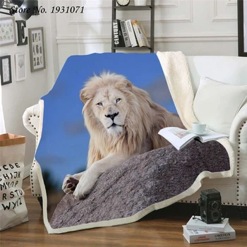 Tiger, lev, leopard 3D Tiskanih Flis Odeja za Postelje Debela Odeja Moda Bedspread Sherpa Vrgel Odejo Odrasli, Otroci 11