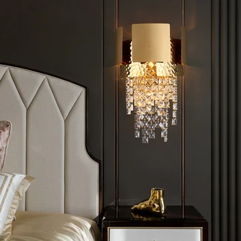 Sodobna crystal stenska svetilka za spalnico postelji zlato LED sconces svetlobe napeljave, dnevna soba dekor TV stenske svetlobne