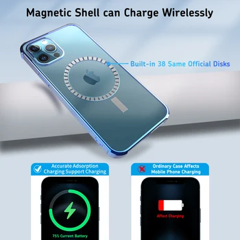 Magnetni Prozorno Ohišje Za iPhone 12pro Max 11 Pro Max 12 Mini Jasno Pokrovček Nazaj Primeru Magsafing Podpirajo Brezžično Polnjenje