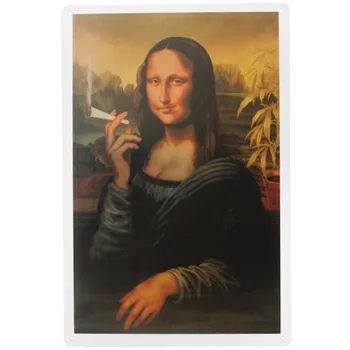 1 pc Mona Lisa Kajenje Marihuane plevela Kositrne Plošče Znaki steno človek jama Dekoracijo bar Umetnosti retro vintage Plakat kovin