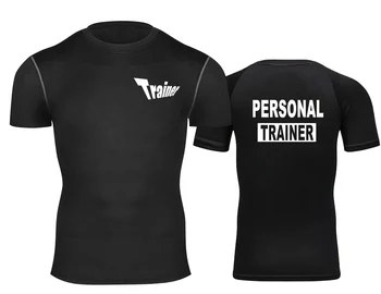 Človek, moški osebni trener Telesne zgradbe Cut Slim tigh Fitnes T-Shirt Vrh