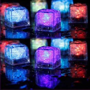 12Pcs Novost Kocke Ledu Lučka LED Svetlobna Ice Cube Night Light Light-Up Bar Poroko Pokal Dekor Svetilke Nov Sijaj Stranka Dobave
