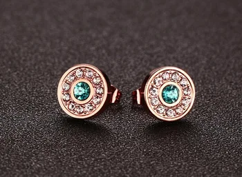 FNL prihoda moda DB20 nakit, darilo za rojstni dan rose barve z kamna big 12 mm modri kamen Preprost titana jekla uhan