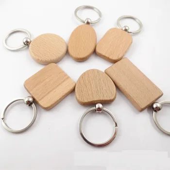 100 kozarcev Prazno Pravokotnik Lesene Ključnih Verige DIY Spodbujanje Oznake Keychain Obeski Promocijska Darila