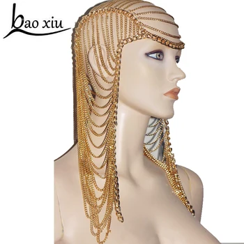 2020 Pretirana zlato verigo tiaras ženske punk stranka fazi bijoux večplastne glavo verige pokrivala Čelo, lase, nakit