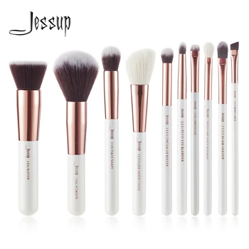 Jessup blagovne Znamke Pearl White/ Rose Zlata Ličila Ščetke nastavite profesionalni Make up Brush Tool kit Fundacije v Prahu Rezerve Lice Shader
