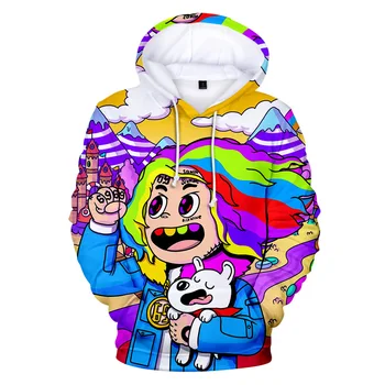 Vroče Prodaje 6IX9INE Moški/ženske 3D Hoodies Majica Priložnostne Dolg Rokav Prevelik Pulover Hooded Hip Hop Sweatshirts 3D Hoodies