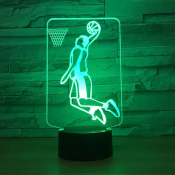 Slam Dunk Igrajo Košarko 3D LED Lučka za Osvetlitev 7 Sprememba Barve Sport 3D Noč Svetlobe Doma Soba Dekoracijo Najboljšimi Prijatelji Otrok Darilo