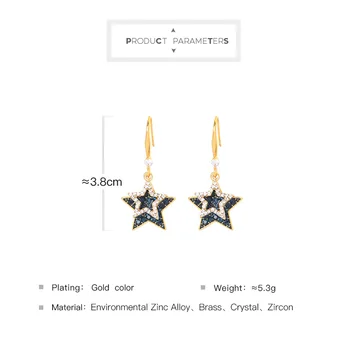 Kissme Občutljivo Multicolor Crystal Star Padec Uhani Za Ženske Sijoče Cirkon Zlata Barva Medenine Uhani, Modni Nakit Trgovini