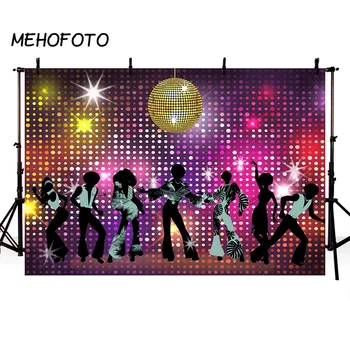 MEHOFOTO Letnik 80s 90s Disco Night Party Ozadje Neon Boogie Plesalci Sijoče Rojstni dan Ozadja, Okraski Photo Booth Rekviziti