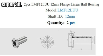 2 kos/veliko LMF12LUU prirobnica linearnih ležajev 12 mm prirobnica linearni gibanja ležajev serije dolgo vrsto cnc Deli
