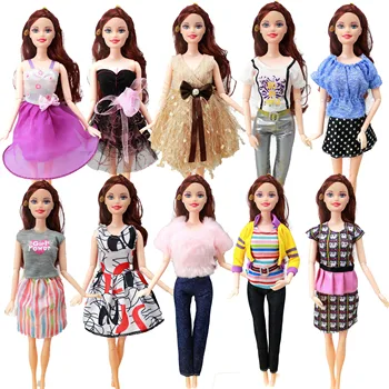 5 nastavite Ročno izdelan Modni Obleko vsak Dan Priložnostne Obrabe Bluzo Srajco Telovnik Dnu Hlače Krilo Obleko Za Barbie Lutka Dodatki, Igrača