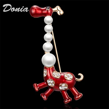 Makedoniji nakit Modni srčkan žirafa broška novo imitacija pearl Emajl živali broška dekle high-end darilo za rojstni dan modni nakit