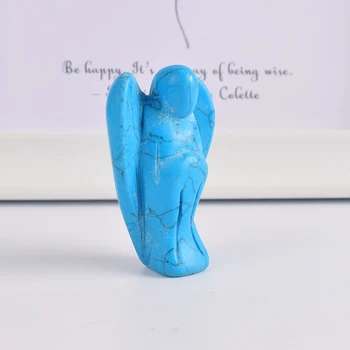 2 palca modra howlite angel figurice craved obrti mini ljudi stanja za poročno dekoracijo doma Zdravilne mineralne kvarčni kristali