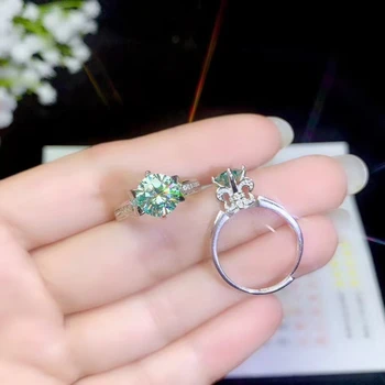 Prasketanje zelena moissanite gemstone obroč za ženske, nakit zaročni prstan 925 sterling srebrni prstan rojstni dan, Novo Leto darilo
