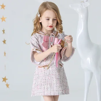 Vrhunska Dekleta Baby Beaded Lok Elegantno Obleko Spomladi Jeseni Pozimi Dekle Otroci Rojstni Dan Princesa Obleke Otrok Vestidos Krpo
