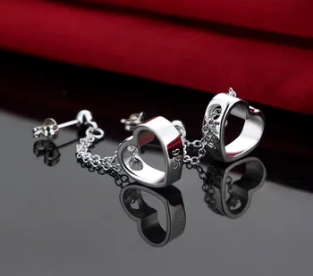 ženske 925 sterling srebrni uhani srčkan srce obesek, uhani ženski Trdna srebrni nakit Valentinovo darila Brezplačna dostava