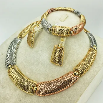 Pester izbor stilsko poroko Dubaj Afriški Nakit zbirka zlata ogrlica, uhani romantična ženska nevesta nakit