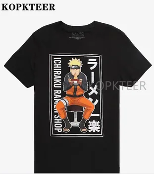 Naruto Shippuden Iciraku Ramen T-Shirt Kratek Poletje Redno T Shirt O-Vratu Black Vrhovi Tee Shirt Svoboden Femme