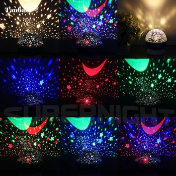 Star Luna Ponoči Svetlo Nebo Obračanje LED Projektor Baterija Upravlja Nočna Lučka Za Otroke, Otroci Otroška Spalnica Vrtec Darilo