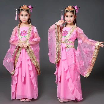 Starodavni kitajski kitajski tradicionalni kostum opera otroci otrok dekle dinastije ming tang han hanfu obleko otroka kostum ljudski ples