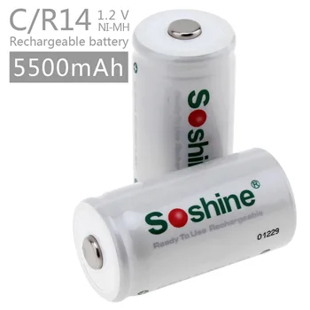 Soshine 2pcs/set C/R14/UM-2 Velikosti 1,2 V 5500mAh Baterije NiMH Polnilne Baterije