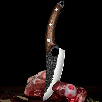 Longquan ročno kovani huanghua hruškovega lesa ročaj high-end oster boning nož gospodinjski slicer mesar nožem mesa kabina nož