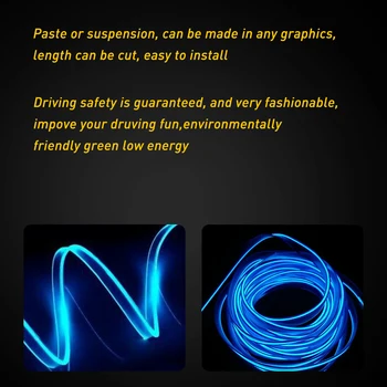 2 Metrov Avto Notranje luči Auto LED Trak EL Žičnih Vrvi Auto Vzdušje Dekorativne Svetilke Prilagodljiv Neon Luči DIY