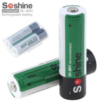 2pcs/set Soshine AA/AAA, 1,2 V 2700-1100mAh Ni-MH Baterija + Prenosni Polje Baterije za Fotoaparat / Igrače Hot Visoke Kakovosti
