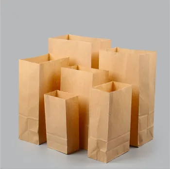 50pcs/100 kozarcev na Debelo Kraft papir za vreče, vrečke za pakiranje živil peko embalaža takeaway vrečko kruha embalaža papirnata vrečka