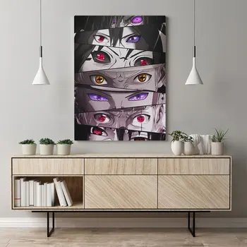 Naruto Oči Sharingan Rinnegan Plakat Uokvirjena Lesene Platno Wall Art Okras odtisov za dnevni sobi Doma Okvir slikarstvo dekor