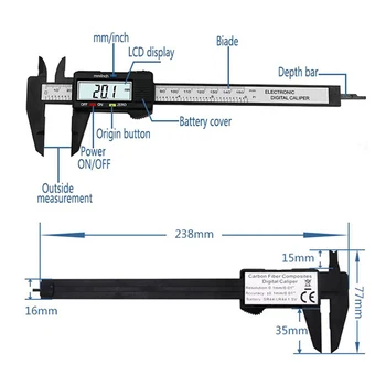 1pc Digitalno kljunasto merilo Obrvi Šablona Ravnilo Microblading Dodatki Elektronske Vernier Kaliper Mikrometer Natančno Merjenje Orodje